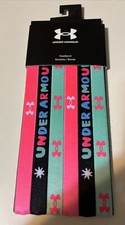 NWT Under Armour Headbands Non Slip Stretch Pink Blue Black Package Of 6 Ombre