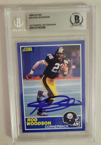 Rod Woodson Signed 1989 Score Rookie Card #78 Pittsburgh Steelers Beckett Auto - Picture 2 of 3