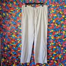 Saks Fifth Avenue Linen Wide Leg Casual Pants Cream Size Medium Button Fly