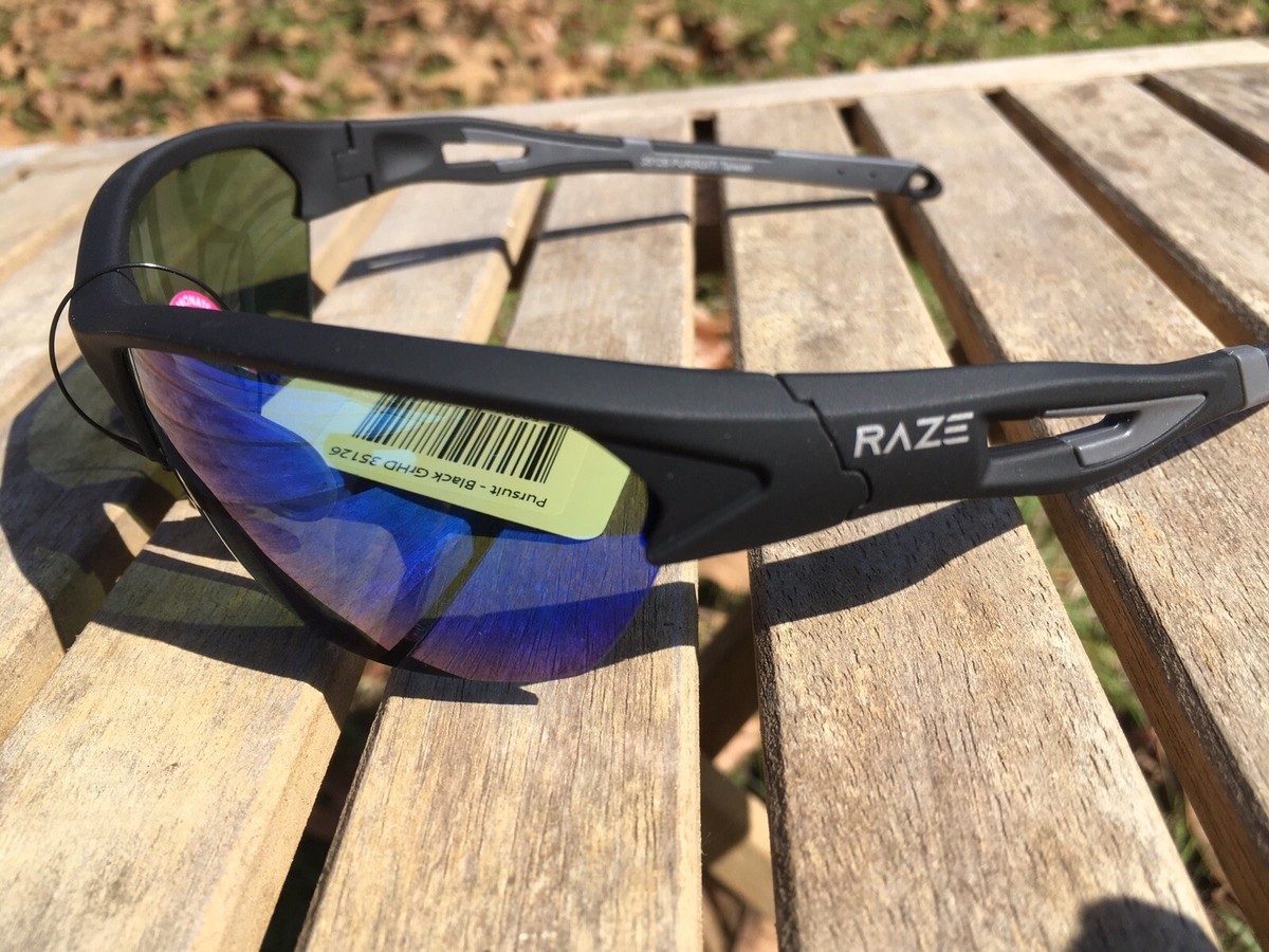 RAZE Eyewear Sunglasses Pursuit Black Gray Mirrored Smoke Lens
