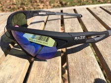 RAZE Eyewear Sunglasses Pursuit Black Gray Mirrored Smoke Lens 35126