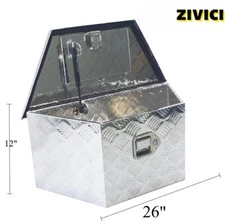 26" x 13" x 12" Aluminum Pickup Trunk Bed Tool Box Trailer Storage + Lock w/ Key