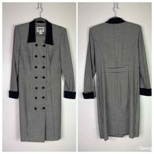 Vtg Lois Snyder Dani Max Houndstooth Double Breasted Lightweight Coat Womens 8