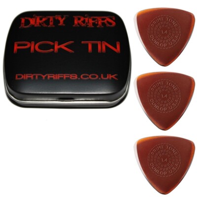 3 x Dunlop Primetone kleine dreieckige Gitarren-Plektren Gitarrenplektren 1,40 mm in einer Dose