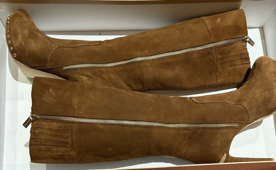 Botas altas para mujer Michael Kors Ailee talla 8 1/2 M hasta la rodilla tacón con tachuelas cremallera lateral Foto 3 de 4