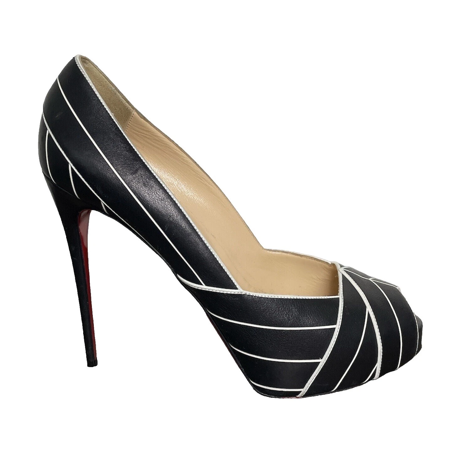 Christian Louboutin Women's Leather Upper Striped Heels for Women