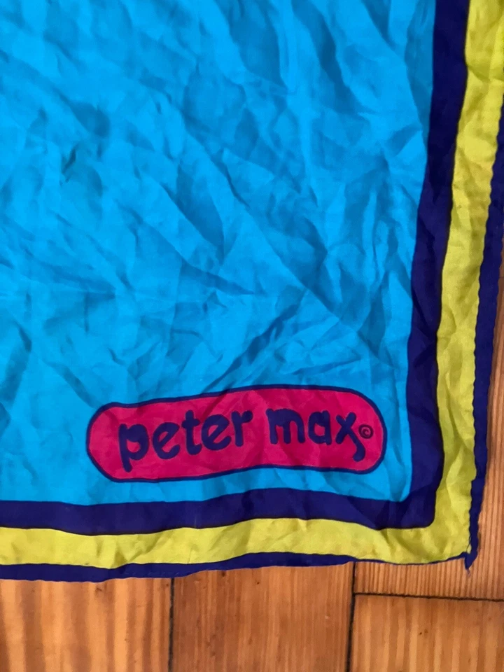 Bufanda de seda vintage Peter Max años 70 20X20 psicodélico Mod hippie Foto 2 de 4