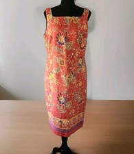 Vintage Talbots Floral print linen blend dress square neck size 12