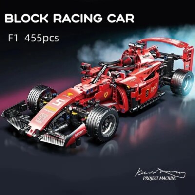 Formula F1 Building Blocks Set 455 Pieces Pull Back Red Race Car 1:18 DIY