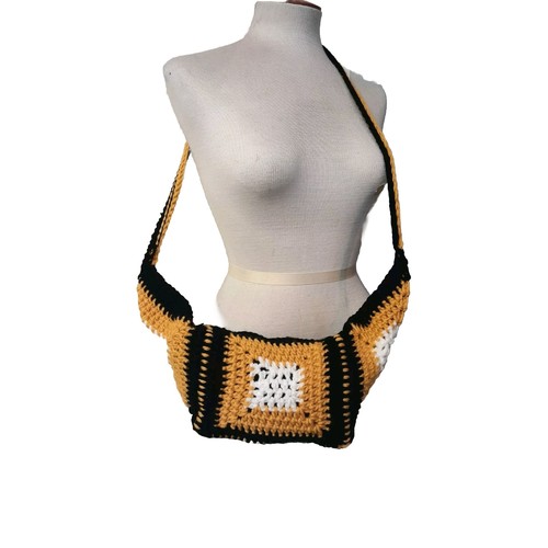 Gold Black Crochet Fanny Pack Crossbody Bag