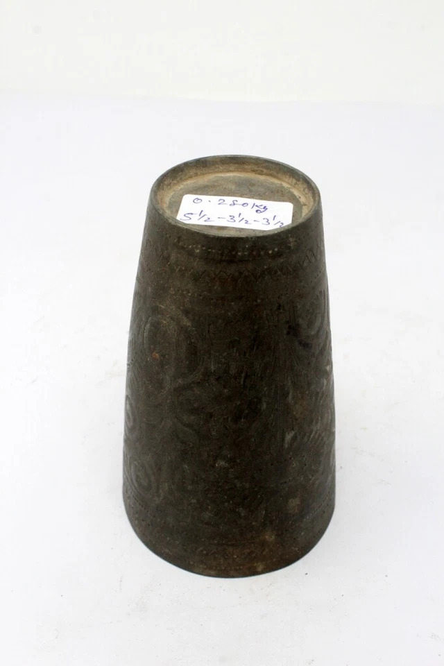 Vidrio Lassi niquelado de latón forjado fino antiguo de la India del norte coleccionable Foto 4 de 4