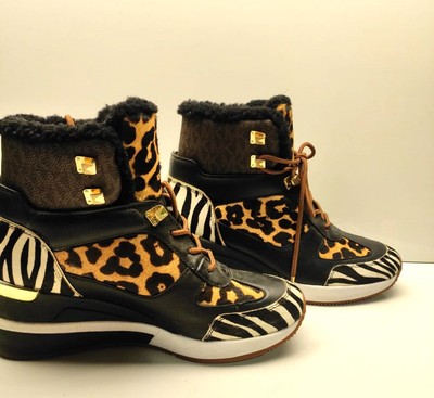 Michael Kors Liv Animal-Print (Leopard Zebra) Shoes Fleece Lined Boots 