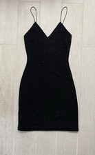 Alice & Olivia Black Spaghetti Strap Mini Slip Dress Lined Sparkles
