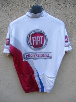 Maillot Cycliste Vintage Bernard Thévenet – Jean Tunesi Bourgoin Fiat, Blanc, Taille M