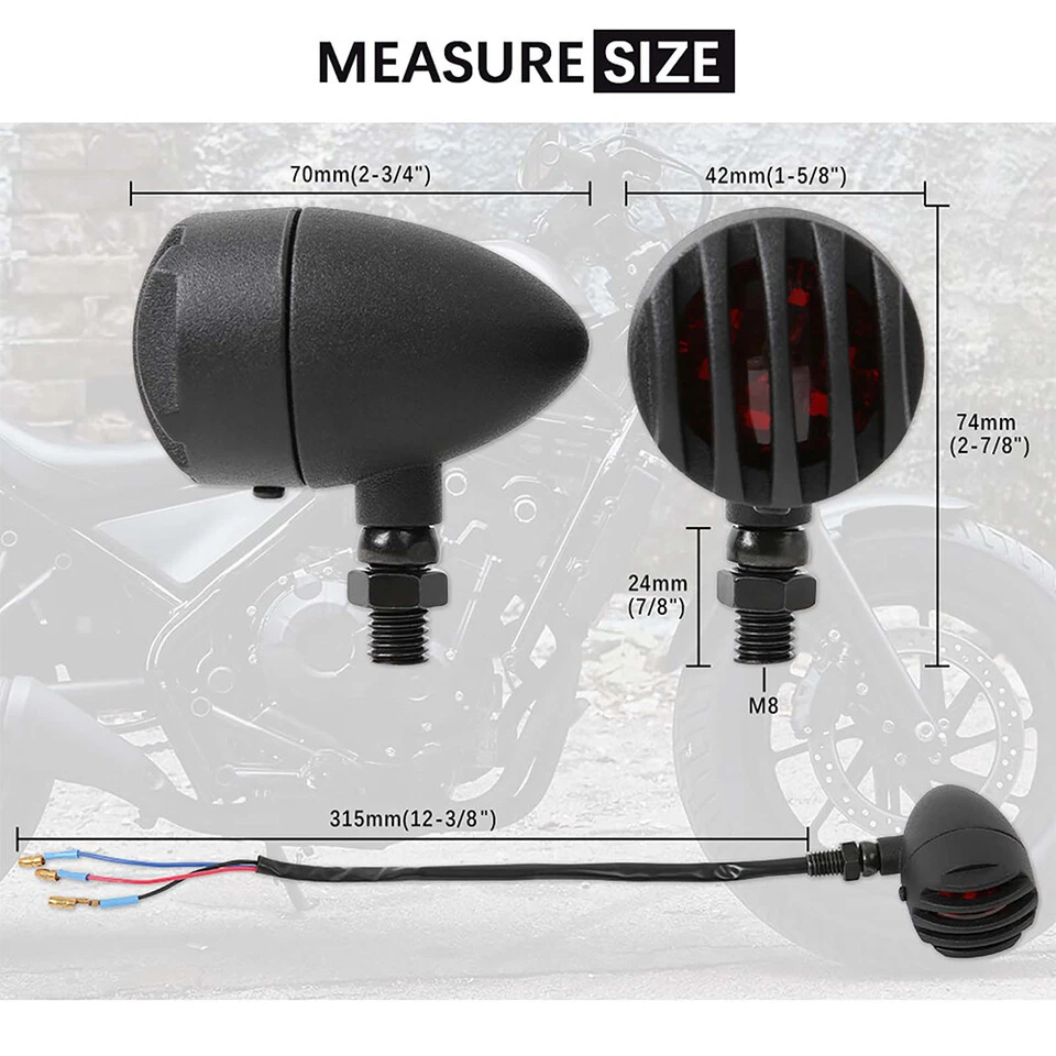 2* Motorcycle Brake Stop Indicators  Light For Honda Nighthawk 750 650 450 250 - Image 3 of 4