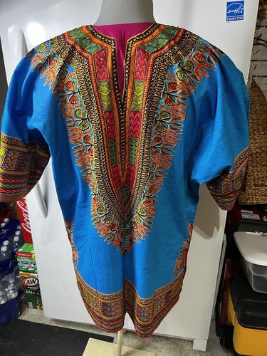 Dashiki Shirt Sleeve Colorful Cotton African Cultural Clothing W/ Pockets XL - Picture 2 of 6