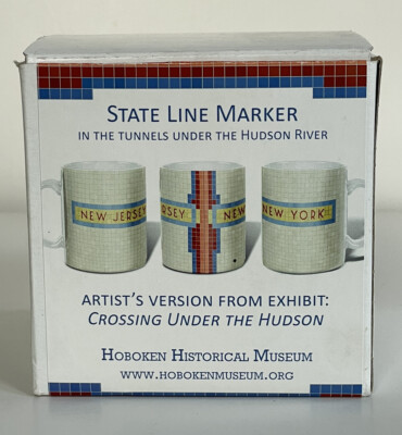 Hudson Tunnels State Line Marker NY NJ Coffee Mug Hoboken Historic Museum USA