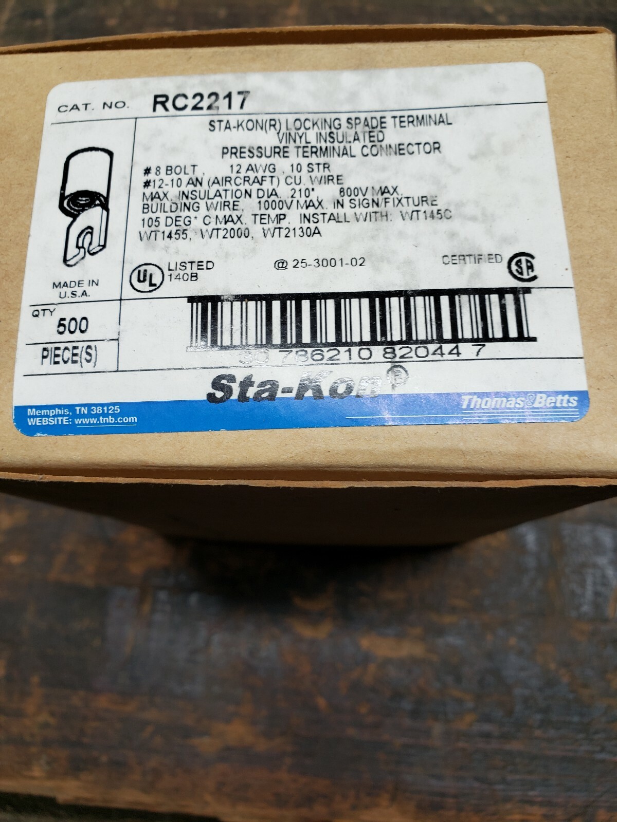 Sta Kon RC2217 Locking Spade Terminal 1210awg 50pcs. eBay