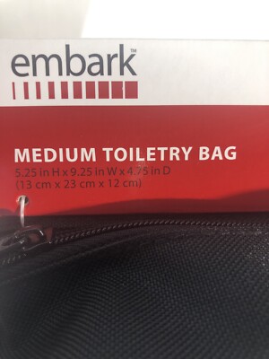 Genuine Embark Black Nylon Medium Travel Toiletries Bag 5.25Hx9  