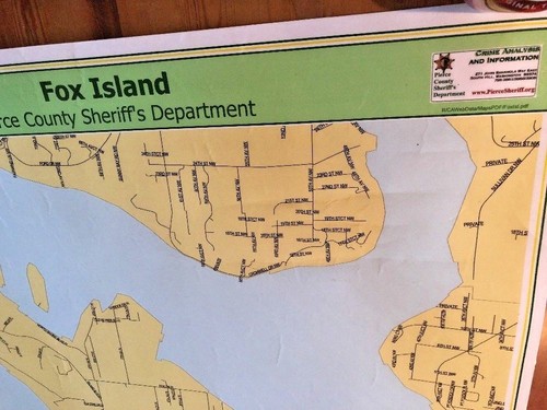 Mapa Vintage FOX ISLAND Condado de Washington Logotipo del Sheriff 36x44 Tacoma Laminado GRANDE - Imagen 4 de 12