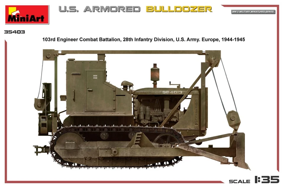 U.S. Armored Bulldozer 1:35 Plastic Model Kit MINIART - Immagine 4 di 4