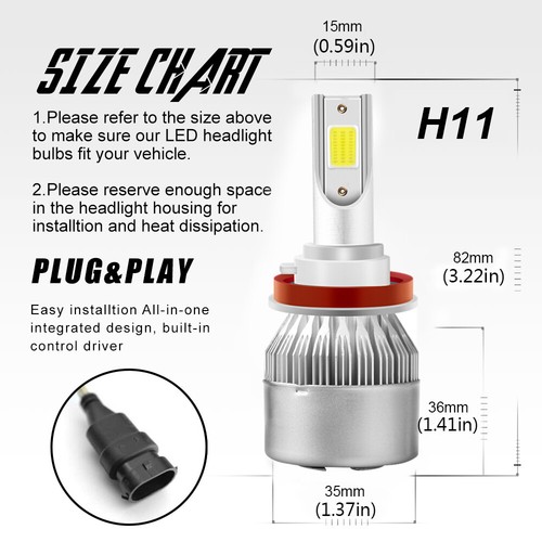 For Ford F 150 2015-2020 6000K Front LED Headlight Hi/Lo Beam + Fog Light Bulbs - Foto 7 di 12