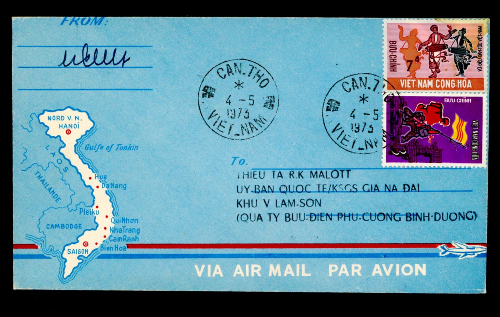 South VIETNAM 8 Military Covers Canadian Delegation MCCD w Different PM (L1080)