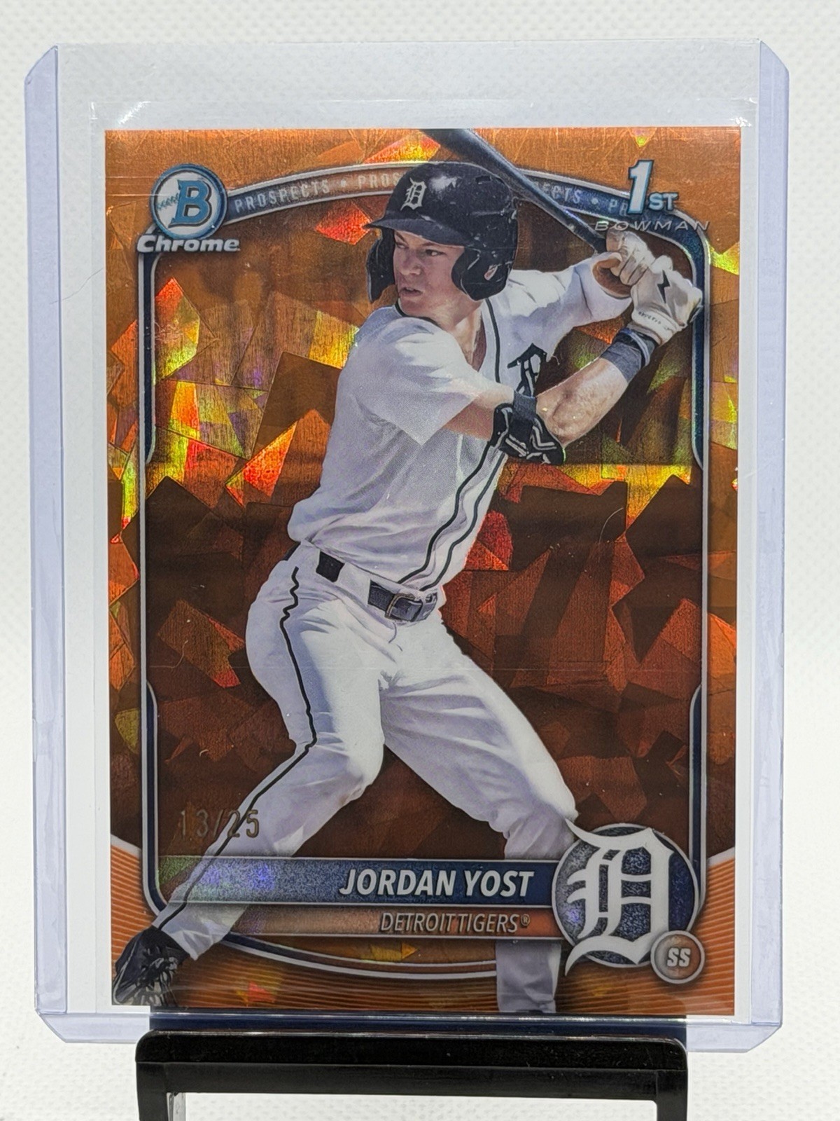 JORDAN YOST 2025 BOWMAN CHROME DRAFT 1ST SAPPHIRE ORANGE TIGERS /25