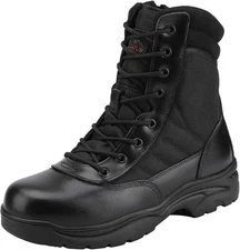 NORTIV 8 Men's Military Tactical Work Boots Side Zipper Leather Motorcycle Comba