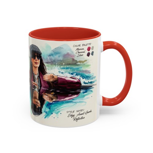 Actress Duo Boat Scene Coffee Mug | Accent Black Handle 11oz/15oz - Picture 3 of 29