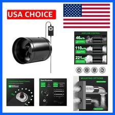 6" Inch Steel Housing Inline Duct Fan with Variable Speed Controller, 350 CFM...