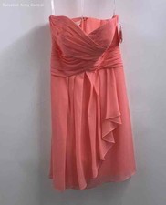 David's Bridal Womens Coral Pleated Sleeveless Back Zip A-Line Dress Size 8