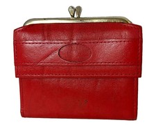 Vintage Rolfs Red Leather Kiss-Lock Frame Wallet / Coin Purse