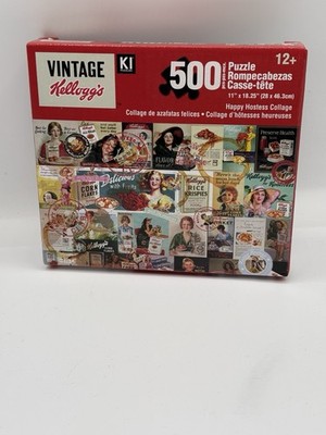 Vintage Kellogg Jigsaw Puzzle 500 Pieces Happy Hostess Collage 11 x18.25 