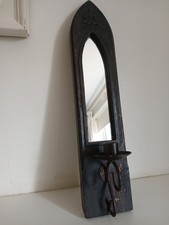 Vintage Wooden GOTHIC Mirrored CANDLE HOLDER  Wall hanging Sconce
