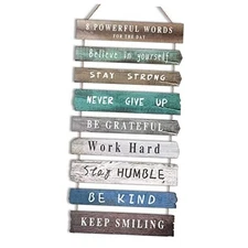 Inspirational Wall Art Decor for Office, Wooden Rustic Hanging 8 Powerful Words