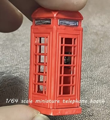 1:64 Scale Miniature London Red Telephone Booth Model Detailed Diorama Scenery