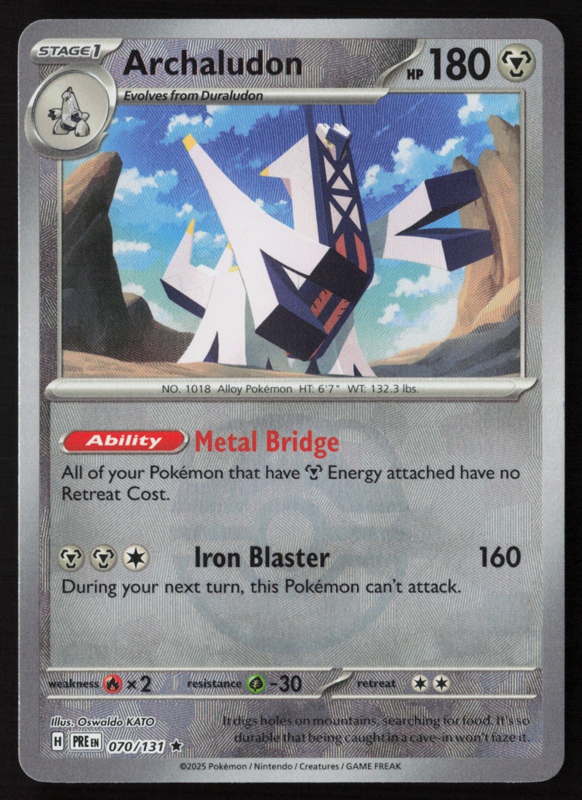 Archaludon - 070/131 - Masterball Holo - Prismatic Evolutions - Pokemon - LP