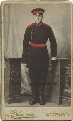 Kaiserlich Russischer Offizier in Uniform in Polen antik handgetönt CDV p photo