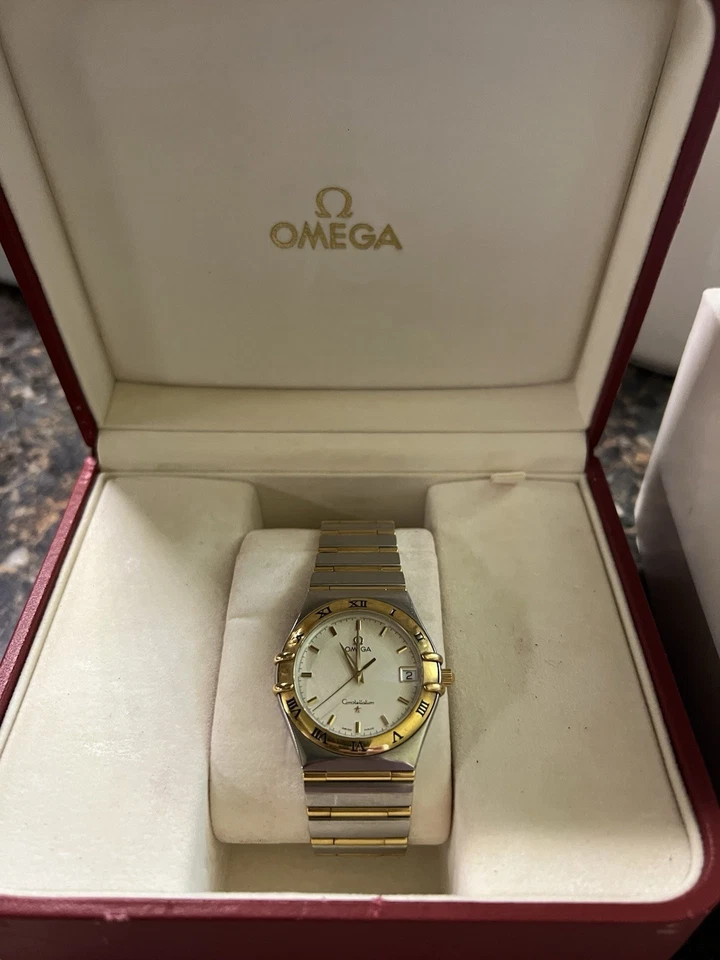 女士 Omega Constellation 不锈钢 18k 金色手表 带盒和纸 — 第 2/4 张图片