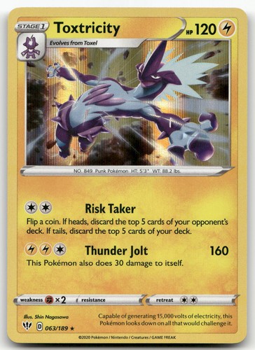 Toxtricity #63/189 (Holo) (NM) SWSH03: Darkness Ablaze SWSH03 Pokemon