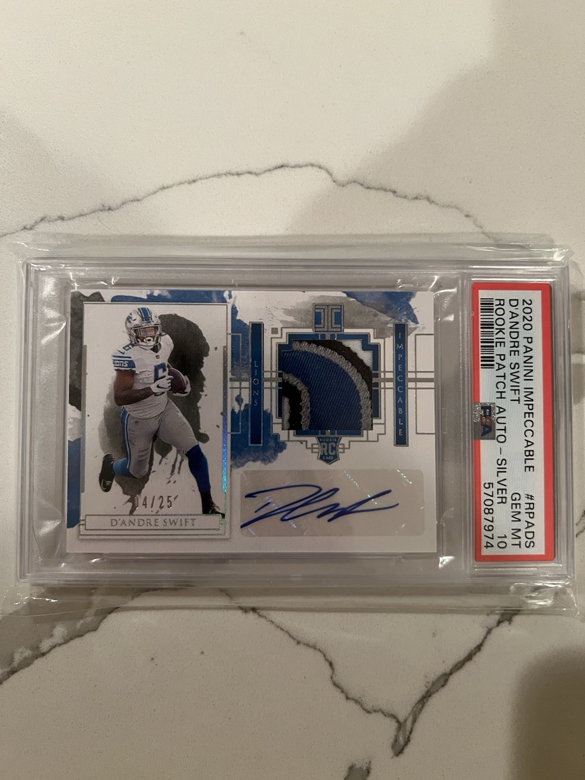 D'Andre Swift Panini Impeccable Rookie Patch Autographs #RPADS Silver