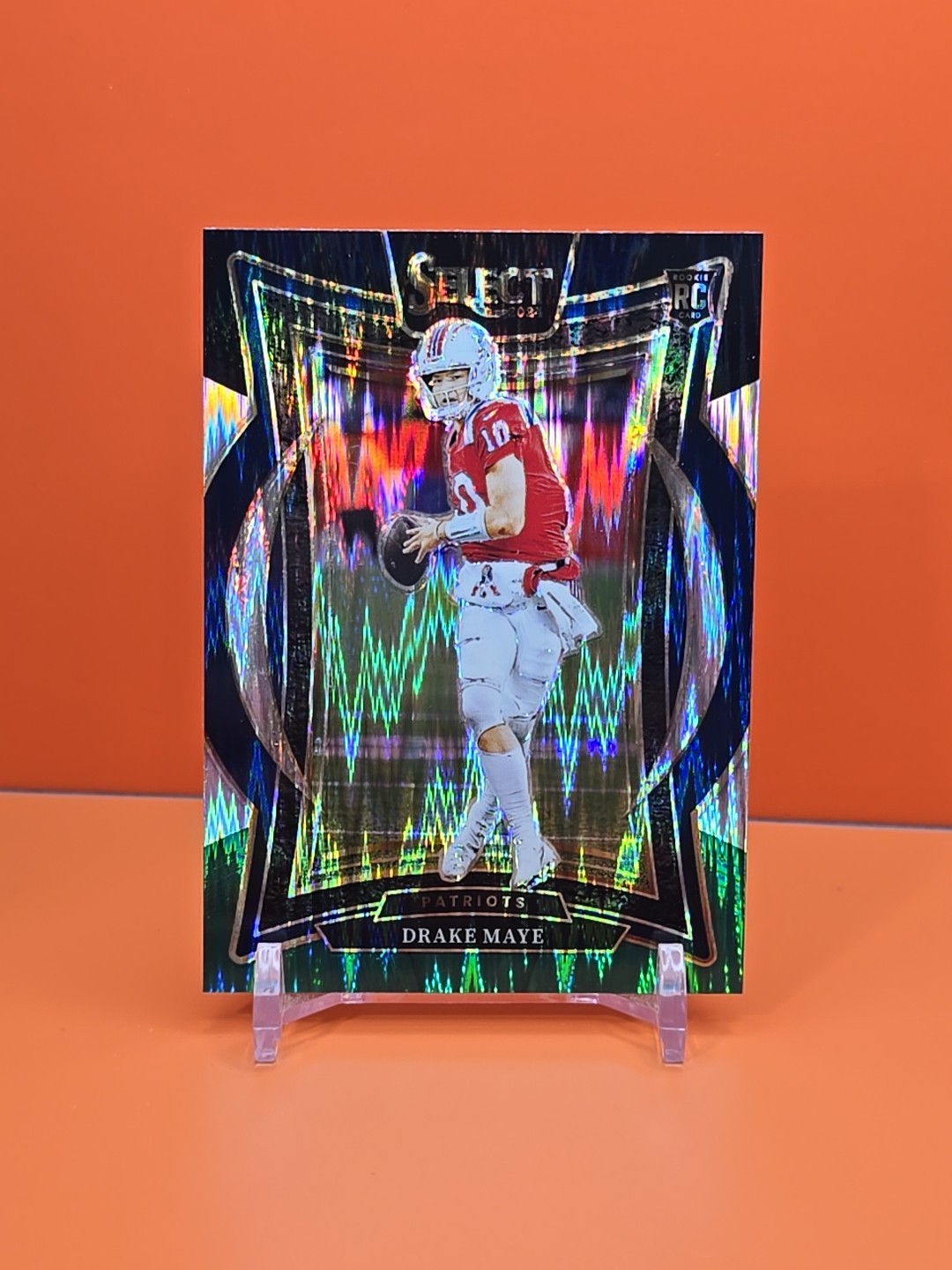 ⚪️🔴🔵 2024 SELECT DRAKE MAYE #27 BLACK & GREEN SHOCK PRIZM PATRIOTS 🔵🔴⚪️