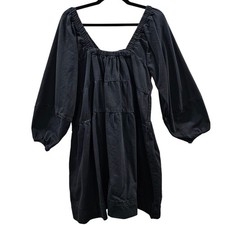 Free People Black Jeans Babydoll Dress Women Small Cotton Balloon sleeve 