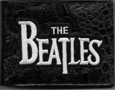 beatles logo leather bifold wallet