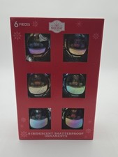 Holiday Time 6 Iridescent Shatterproof Christmas Ornaments   Rainbow Finish...