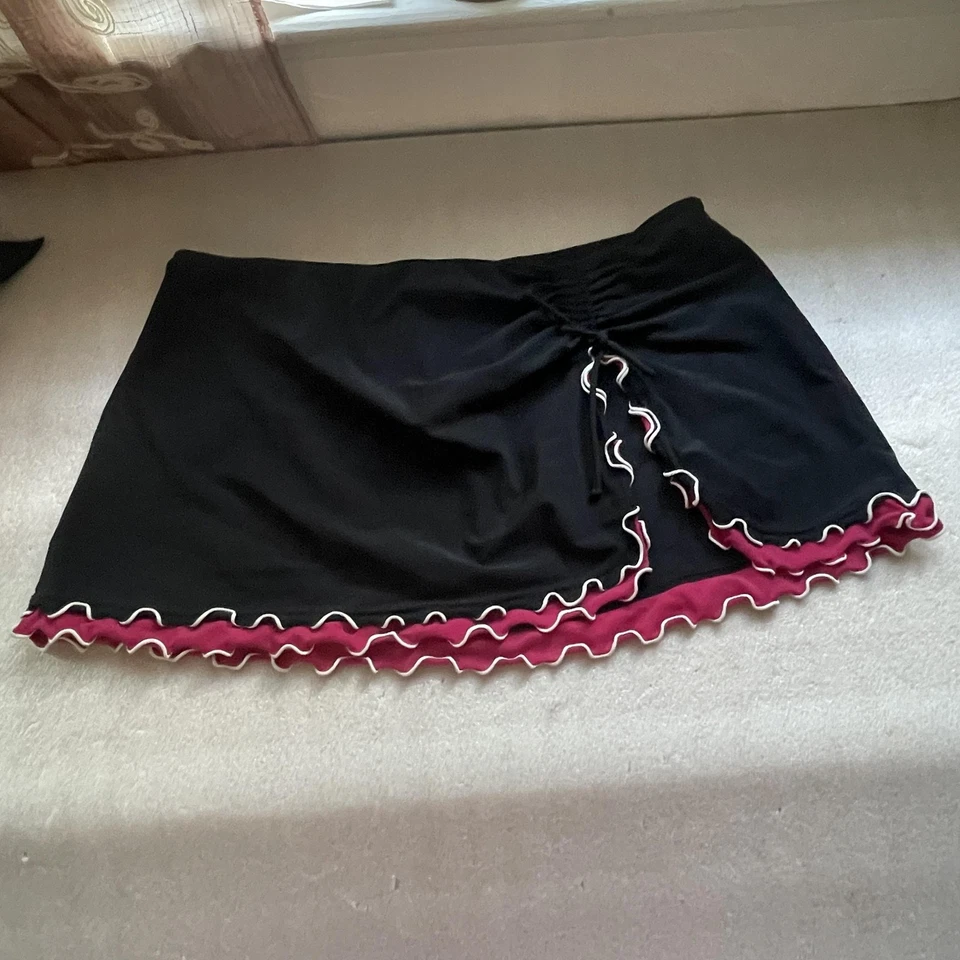 Traje de baño Profile Tankini para mujer pequeño negro rosa halter con volantes parte superior inferior + falda Foto 2 de 4