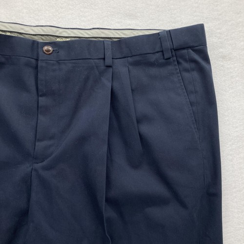 Eddie Bauer Herrenhose 46 x 34 marineblau plissiert Bündchen elegant Chino Baumwolle entspannt neu mit Etikett - Bild 3 von 15