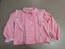 Vintage Girl's Ruffled Shirt Button Up Pink Bonnie Deb