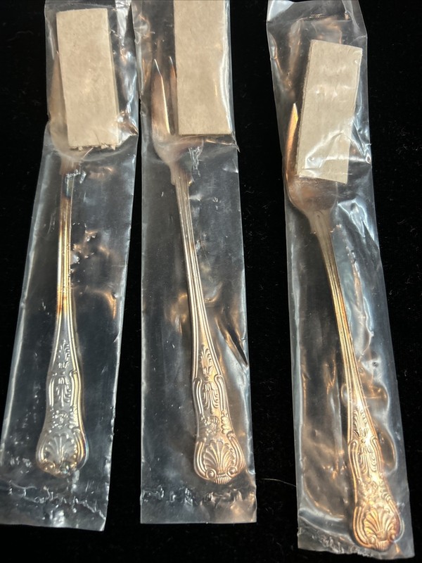 NEW 3 Vintage Silverplate US Navy Dessert  Fork INSICO USN Anchor 6" Trio L
